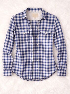 Banana Republic gingham button front blouse blue white check size S
